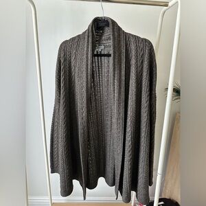 Vince brown wool blend cable knit oversized cardigan sweater w/ pockets size s